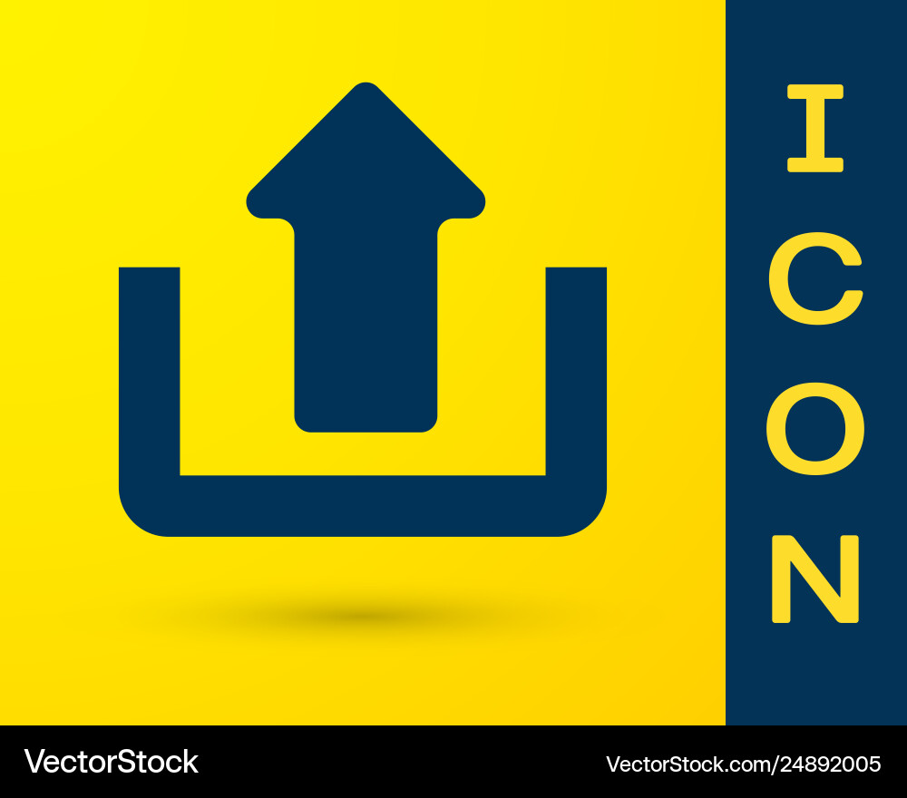 Blue upload icon isolated on yellow background up Vector Image