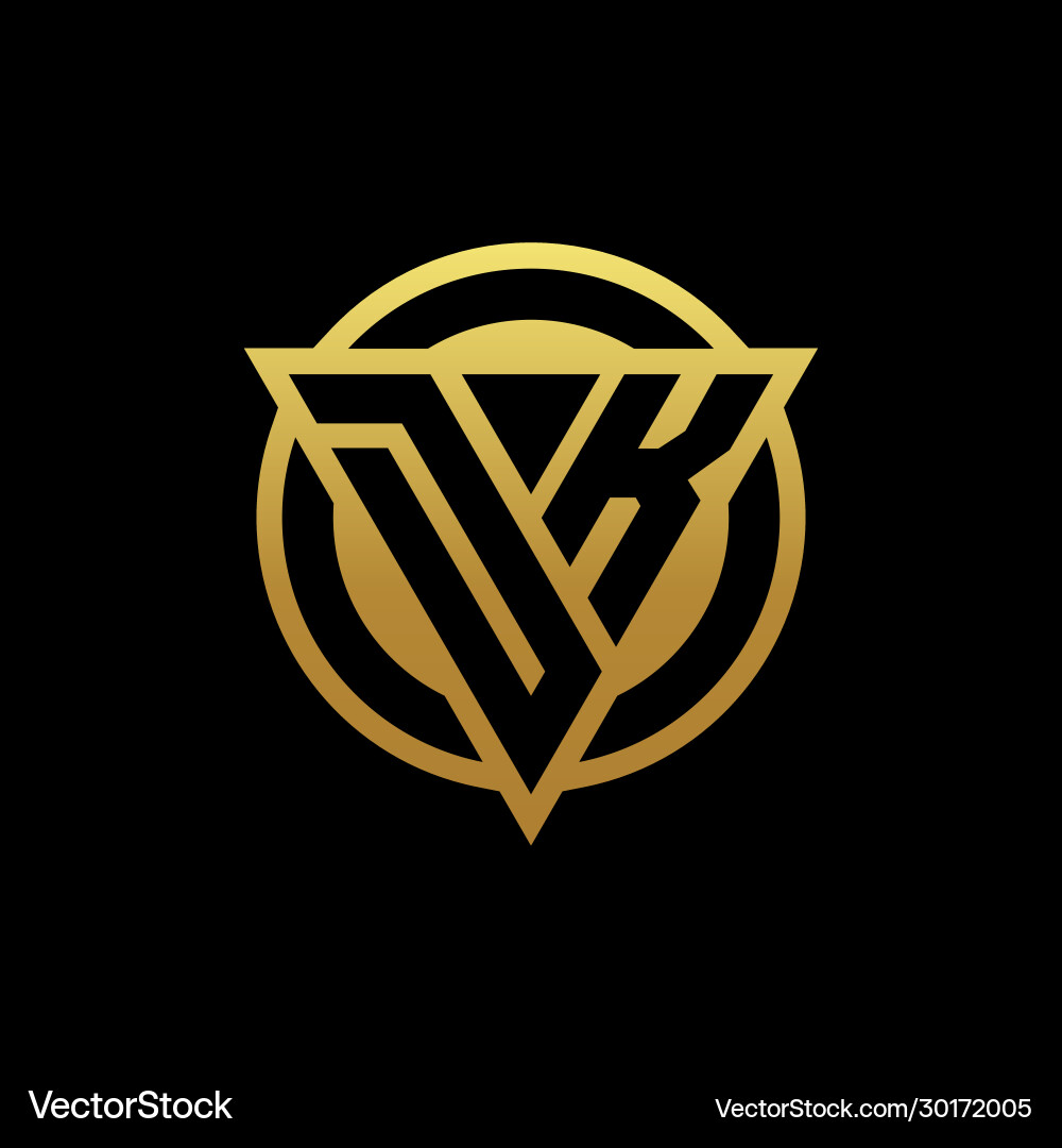 Dk logo monogram with triangle shape and circle vector image