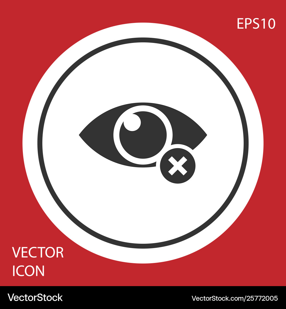 Grey invisible or hide icon isolated on red Grey invisible or hide icon isolated on red vector image