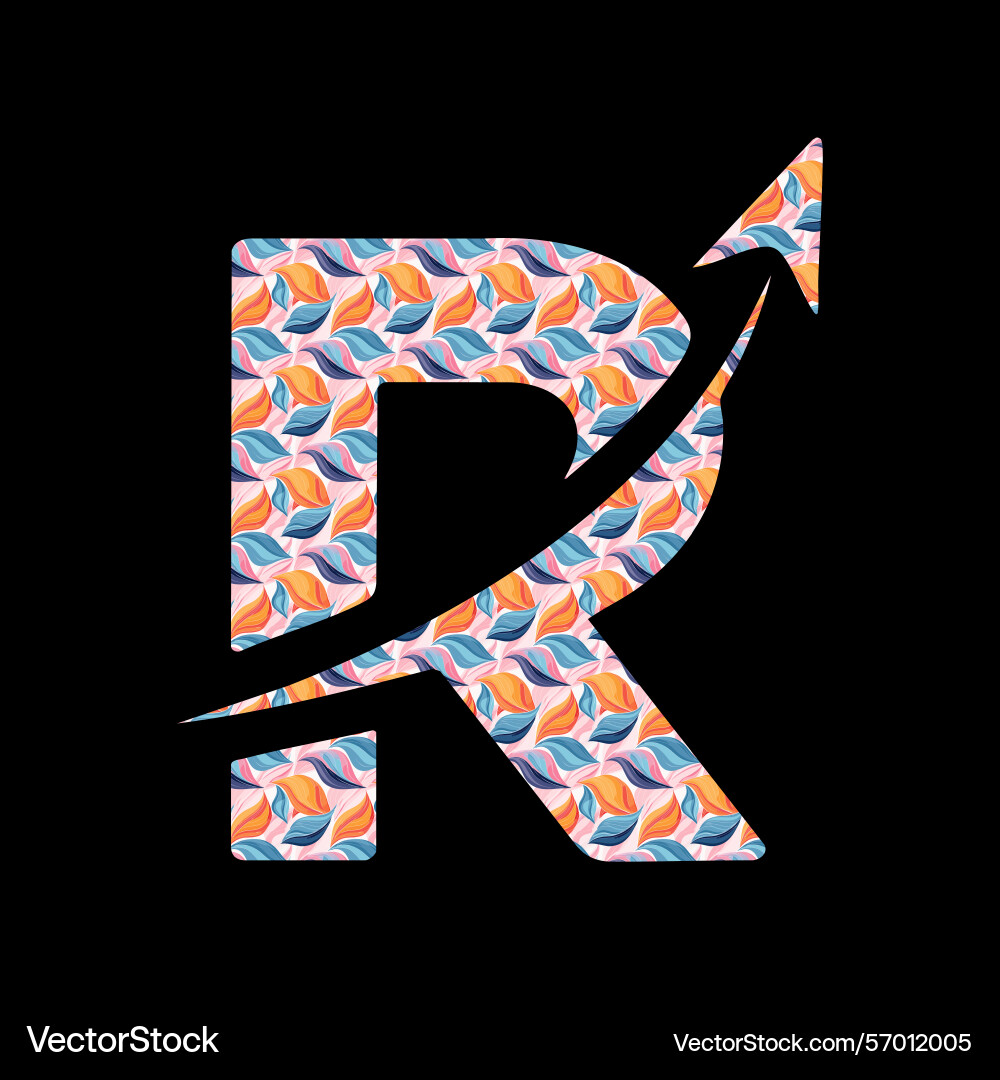 Letter r with arrow patterned colorful Letter r with arrow patterned colorful vector image