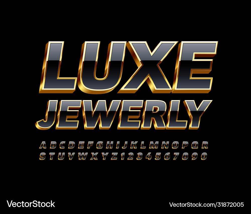 Luxury 3D Font Jewelry Set Vector Image