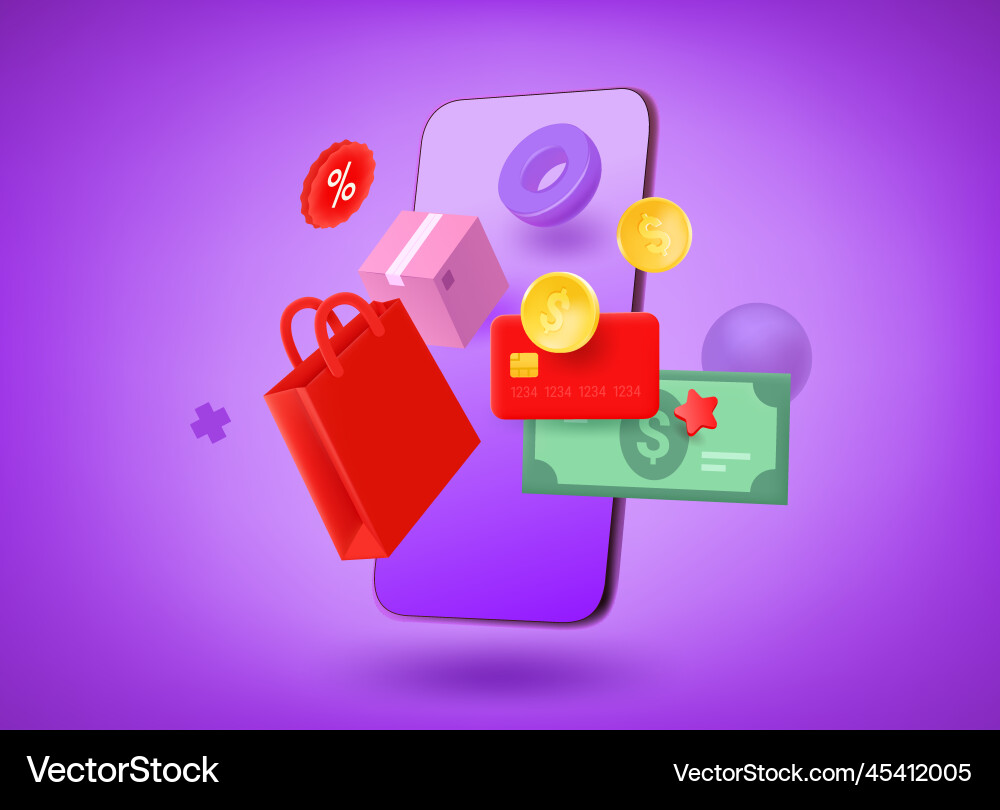 Making purchases via mobile application shopping Making purchases via mobile application shopping vector image