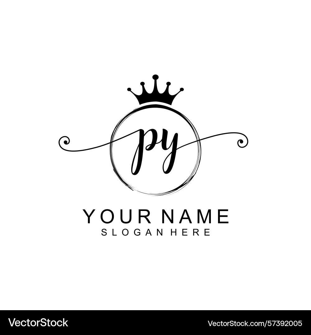 Modern handwritten py initial logo collection Vector Image