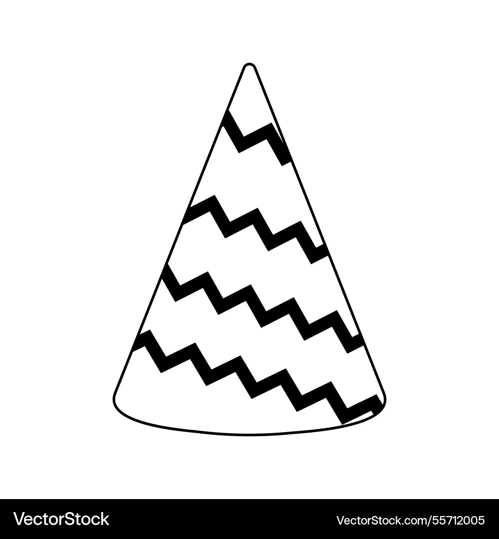 Party hat design with zigzag patterns for festive Vector Image