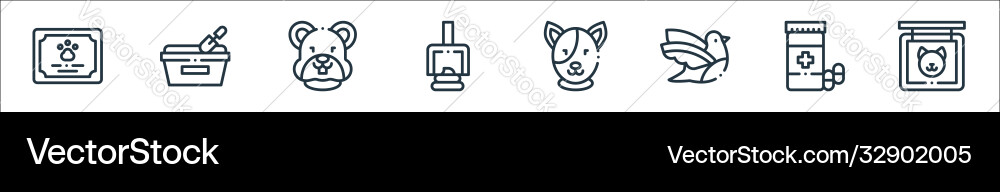 Pets line icons linear set quality Pets line icons linear set quality vector image