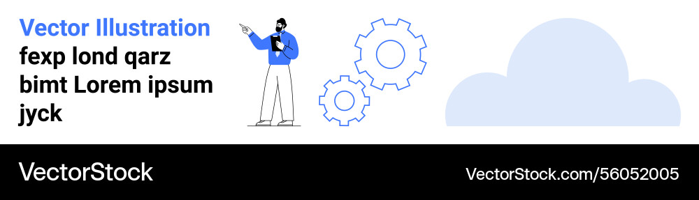 Professional presenting data with gears and large Vector Image