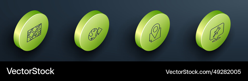 Set isometric line gps device with map location Set isometric line gps device with map location Vector Image