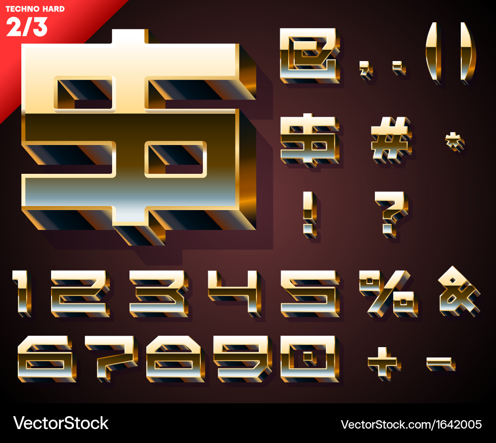 Set of golden 3d alphabet Vector Image