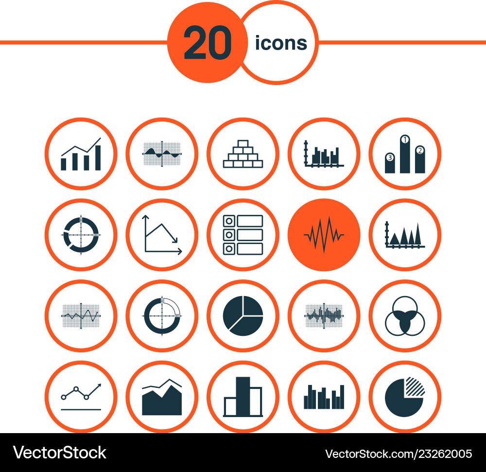 Set of graphs diagrams and statistics icons Set of graphs diagrams and statistics icons vector image