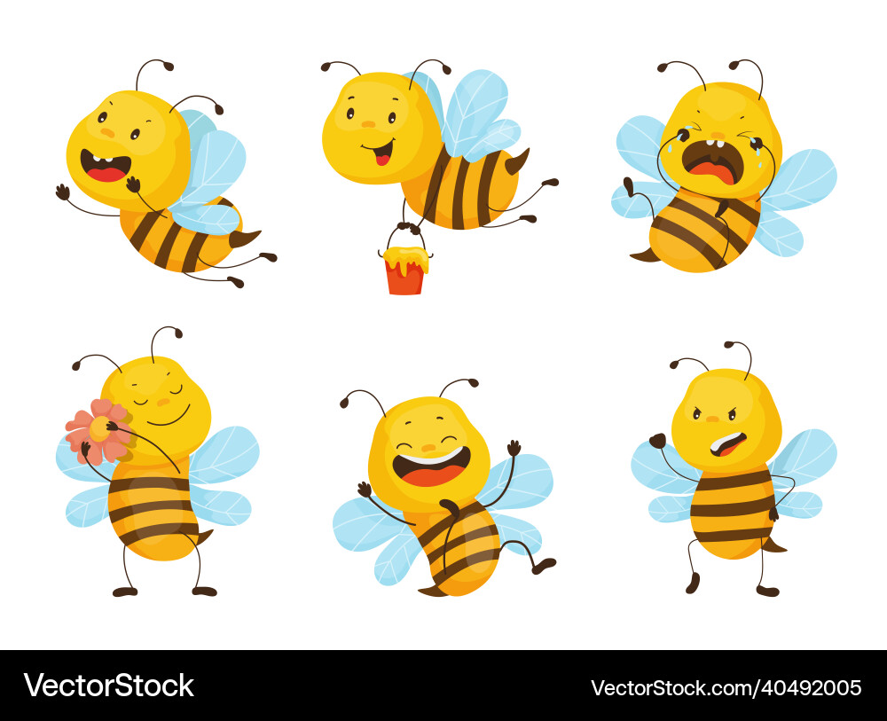 Set of with bee character Vector Image