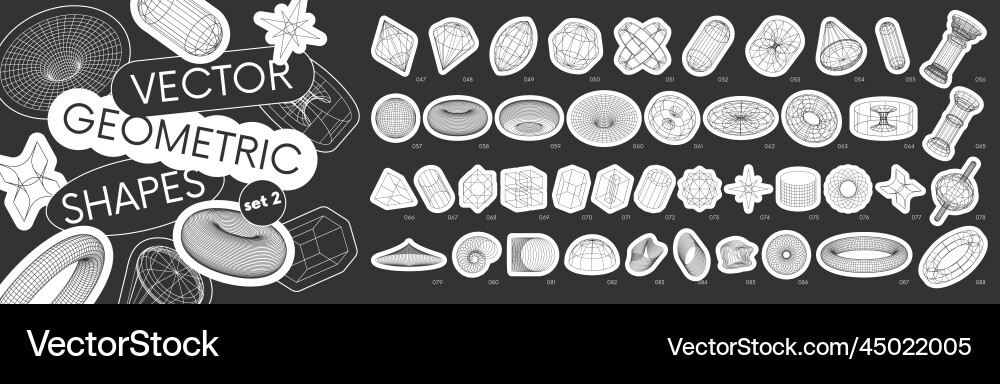 Set stickers with different linear form inspired Set stickers with different linear form inspired vector image