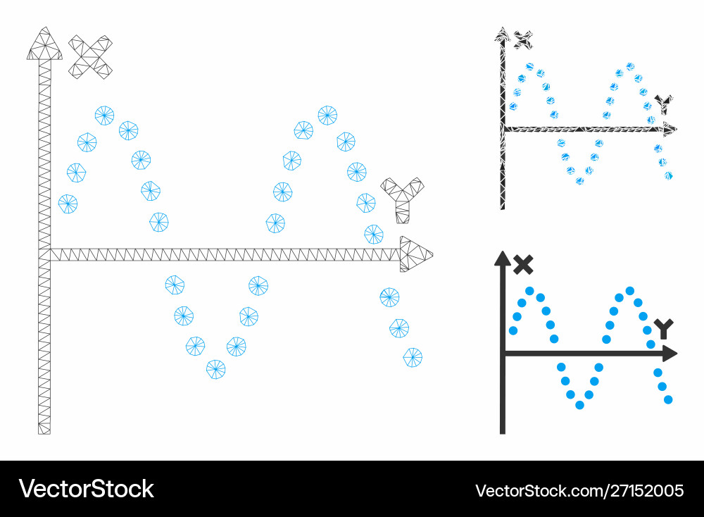 Sine plot mesh carcass model and triangle Vector Image