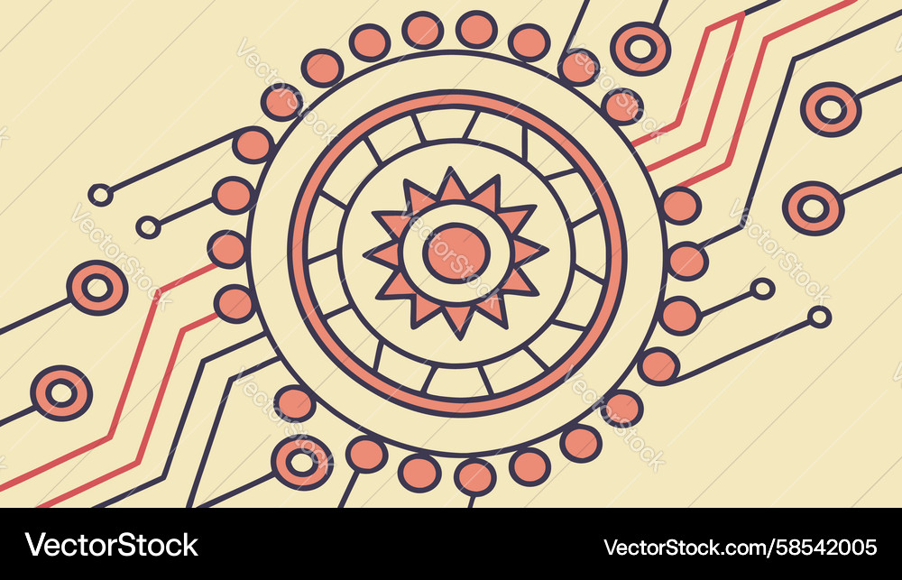 Tech Medallion Circuit Pattern Vector Image