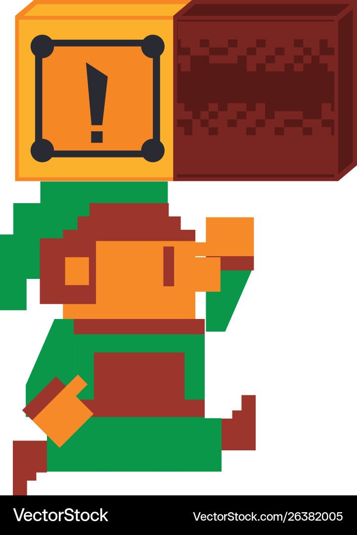 Videogame elf character pixelated isolated vector image