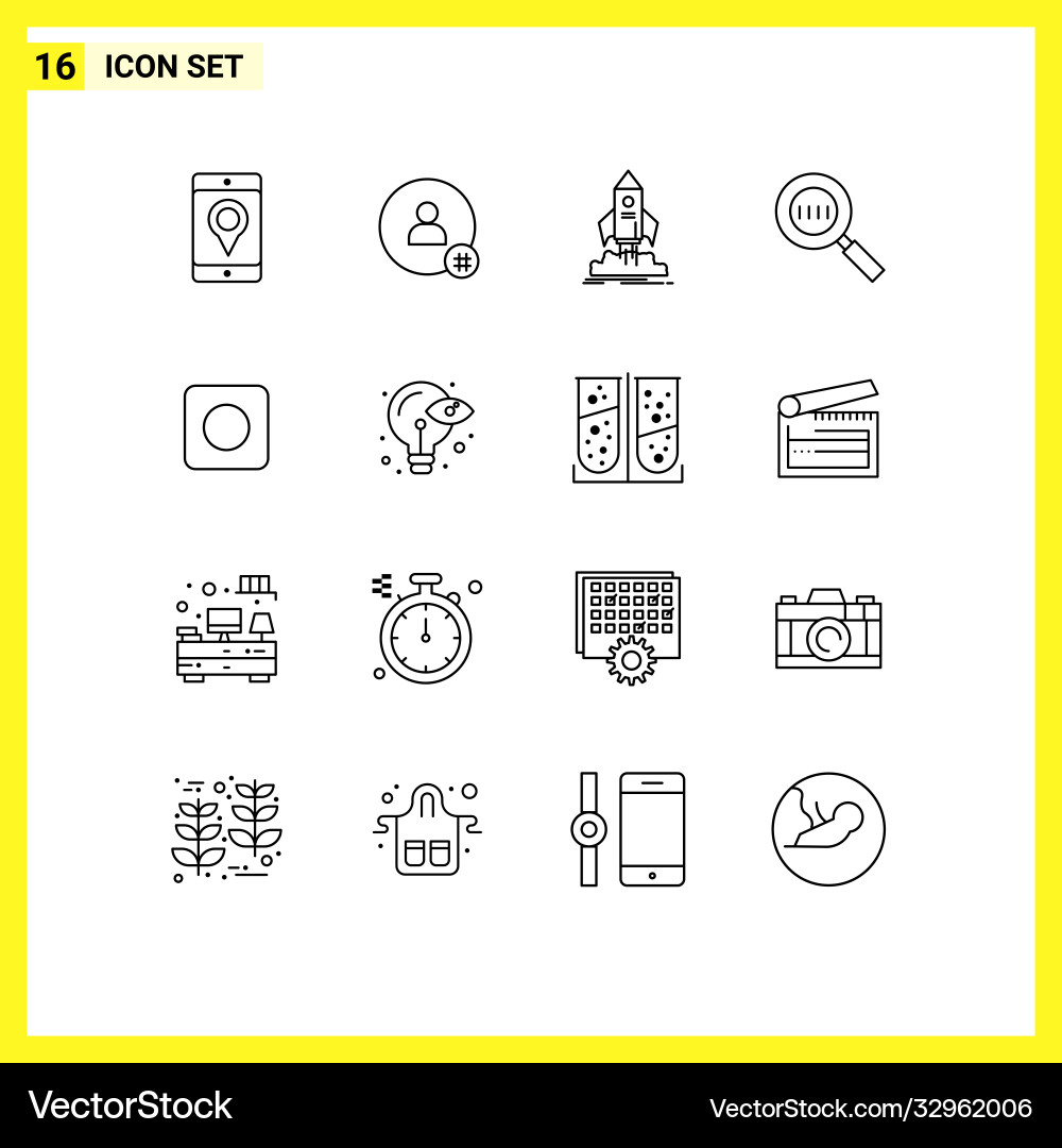 16 universal outlines set for web and mobile vector image