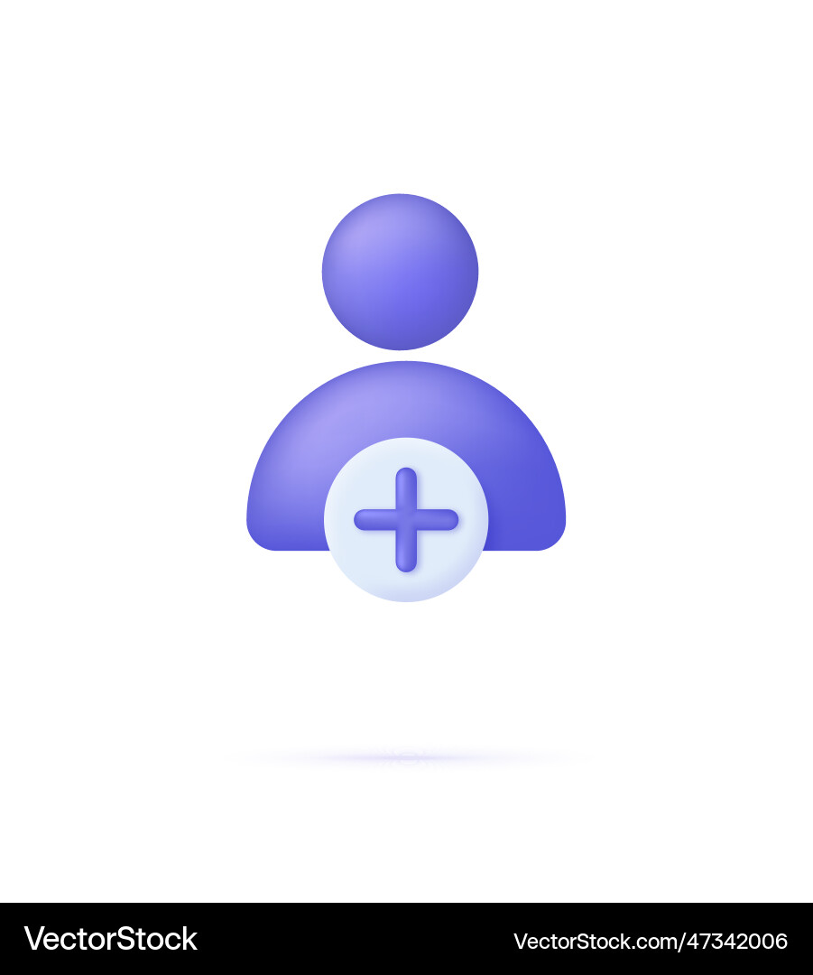 3d add user icon create group symbol vector image