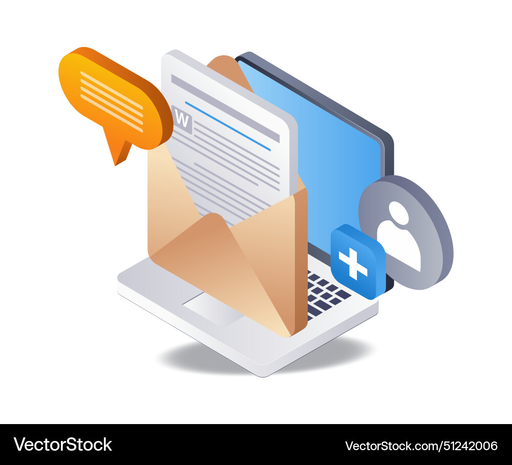 Adding new followers on social media 3d flat Vector Image