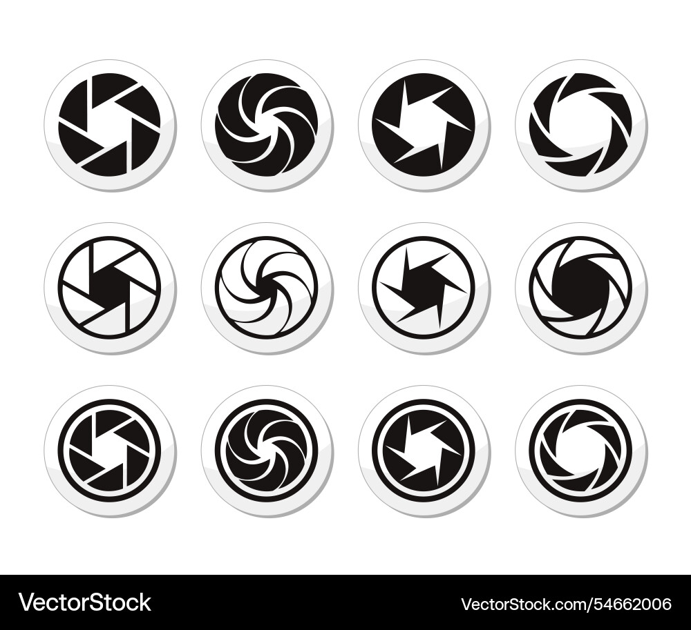 Camera shutter icons set or lens icon Camera shutter icons set or lens icon vector image