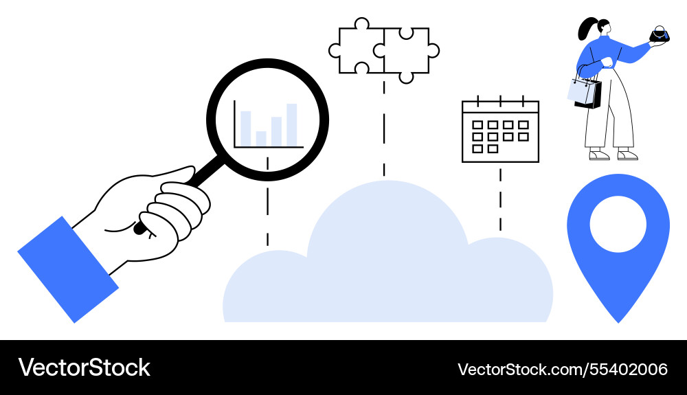 Data analysis and integration magnifying glass Data analysis and integration magnifying glass vector image