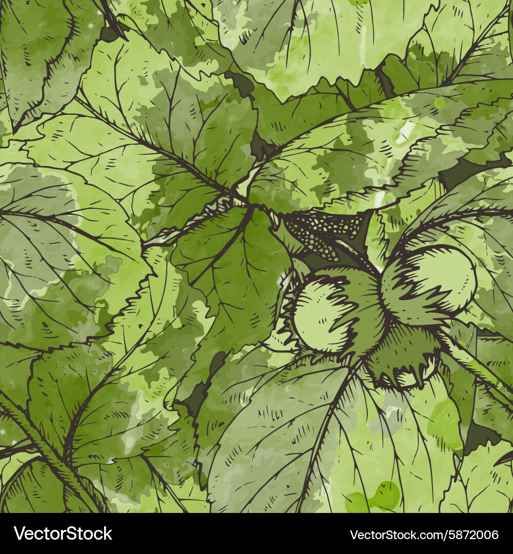 Decorative seamless pattern with hazelnuts vector image