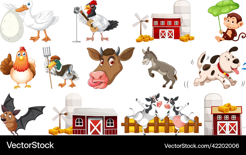 Farm Animals Collection Vector Image