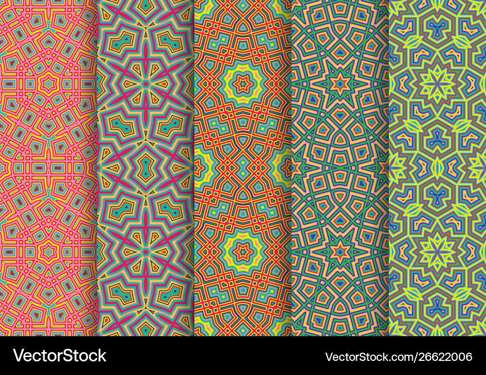 Festive colorful seamless patterns package Festive colorful seamless patterns package vector image