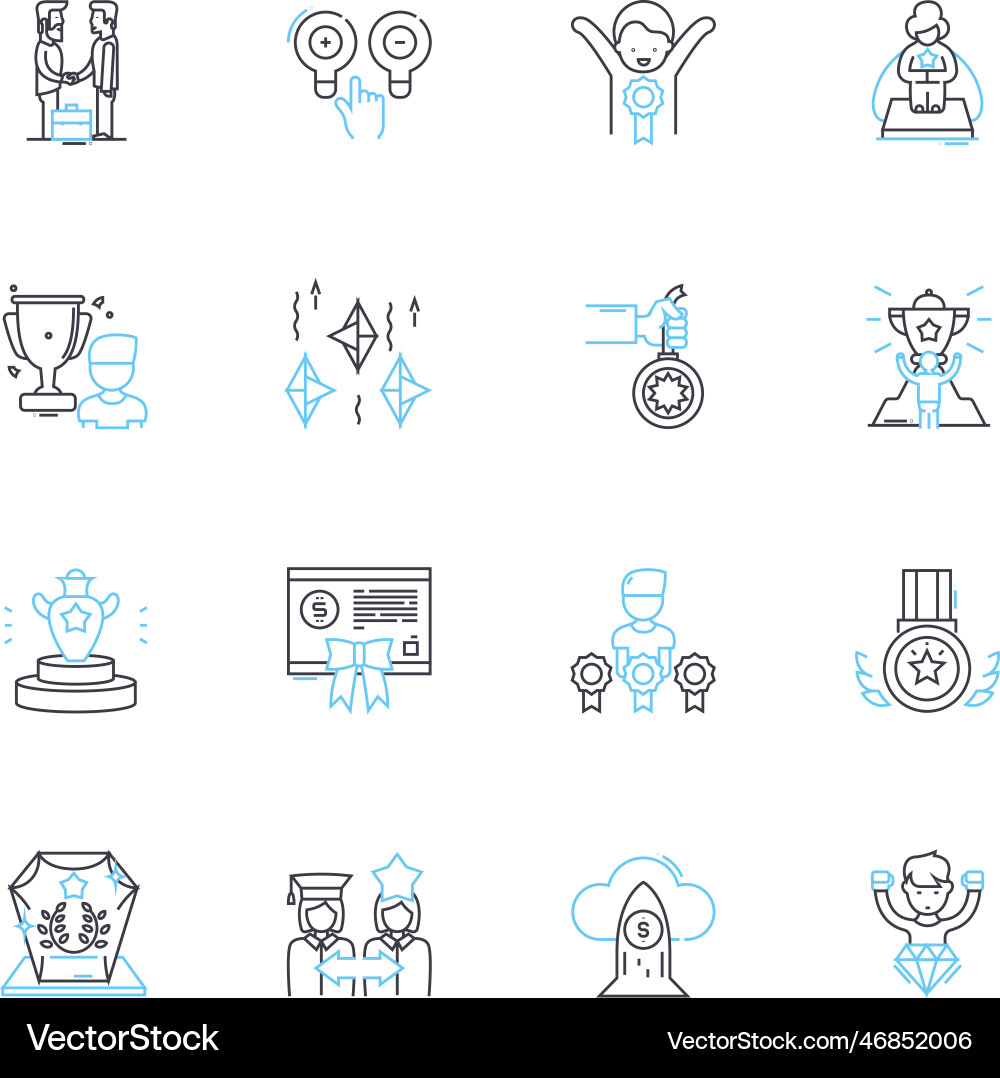 Gamify linear icons set engage challenge Gamify linear icons set engage challenge Vector Image