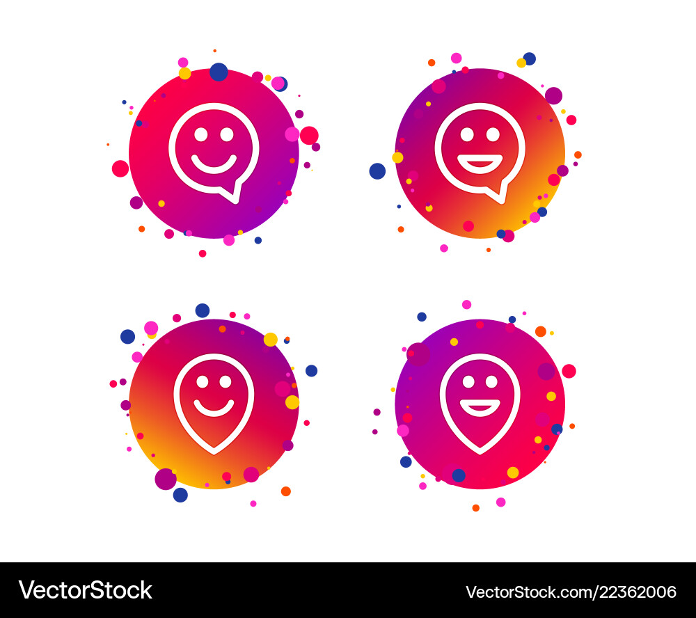 Happy face speech bubble icons pointer symbol vector image