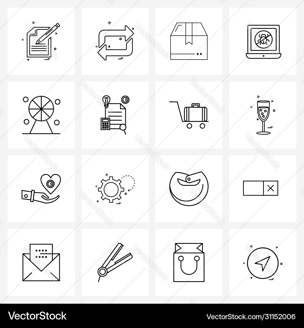 Isolated symbols set 16 simple line icons Vector Image