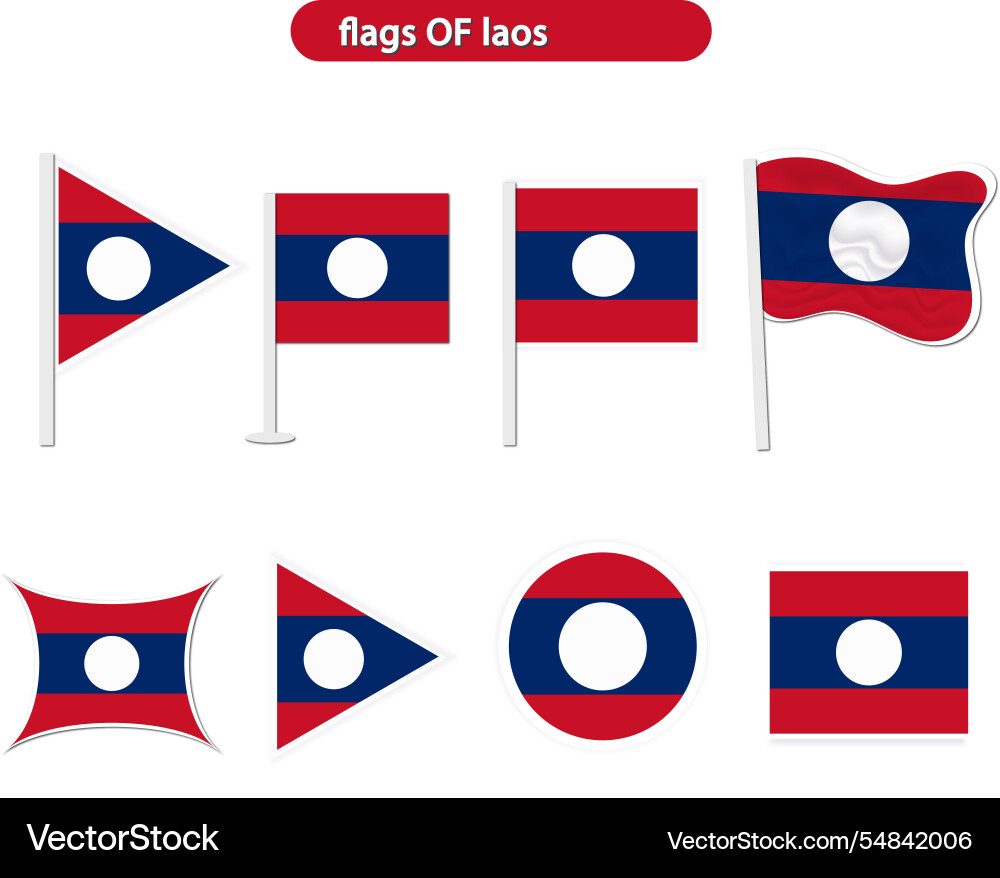 Laos flags on many objects Laos flags on many objects vector image