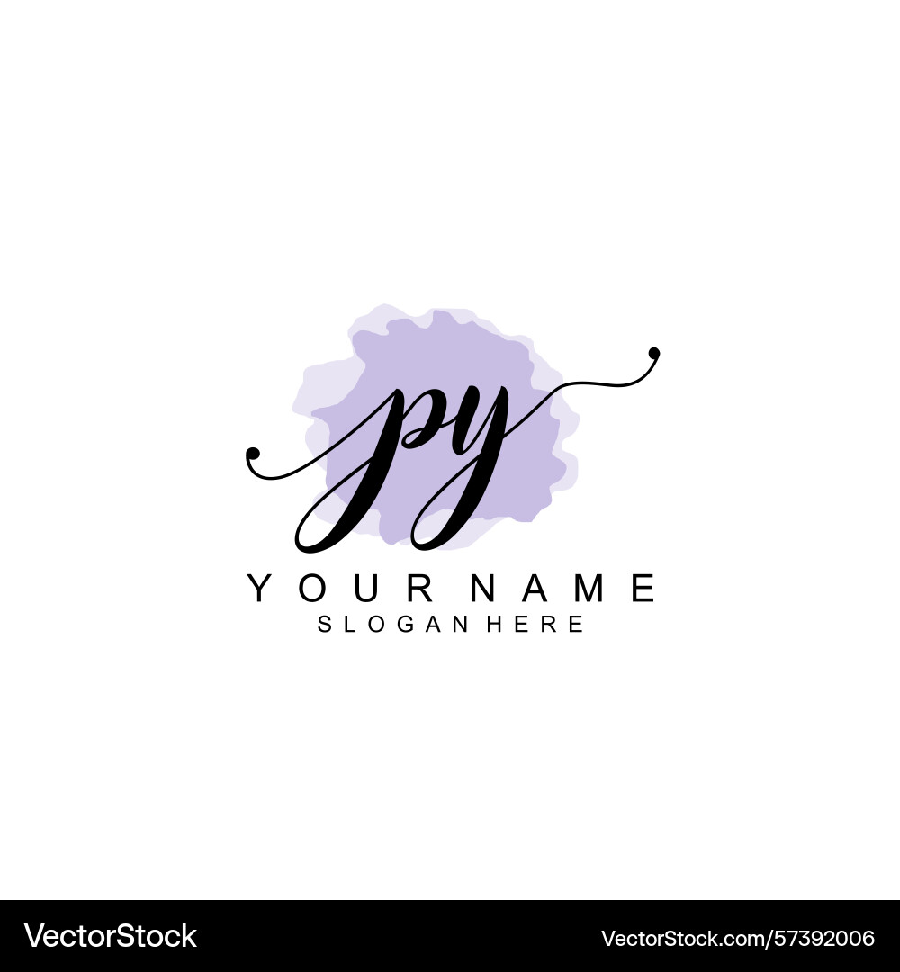 Modern handwritten py initial logo collection Vector Image