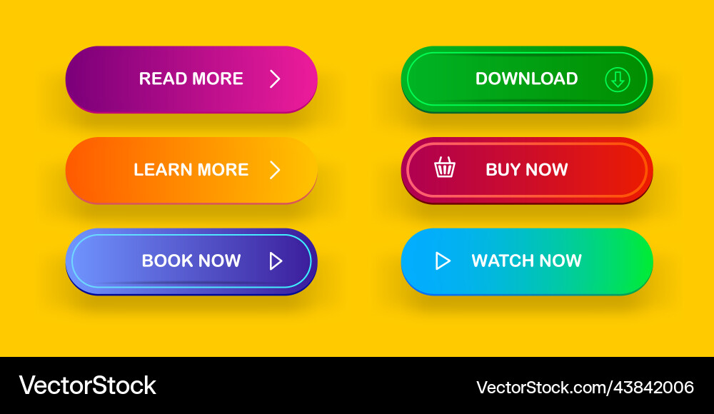 Modern material style buttons set isolated vector image