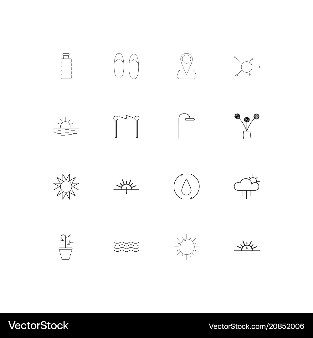 Nature linear thin icons set outlined simple Vector Image