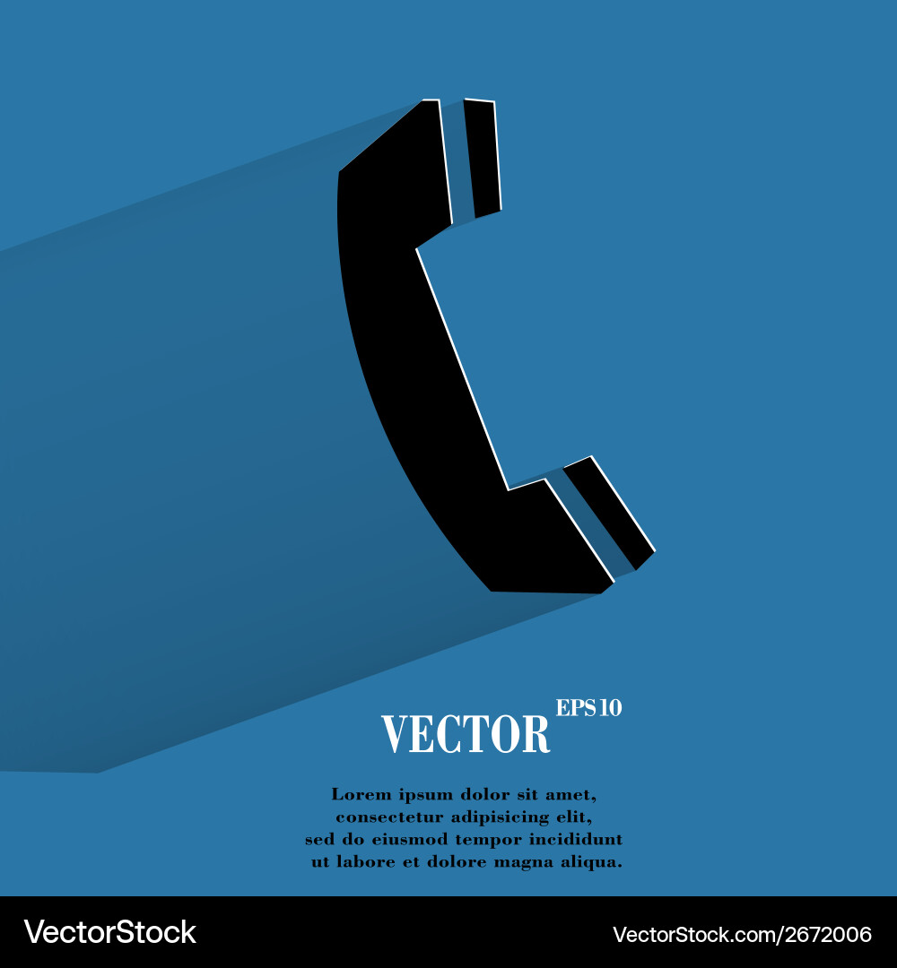 Phone flat modern web button with long shadow vector image