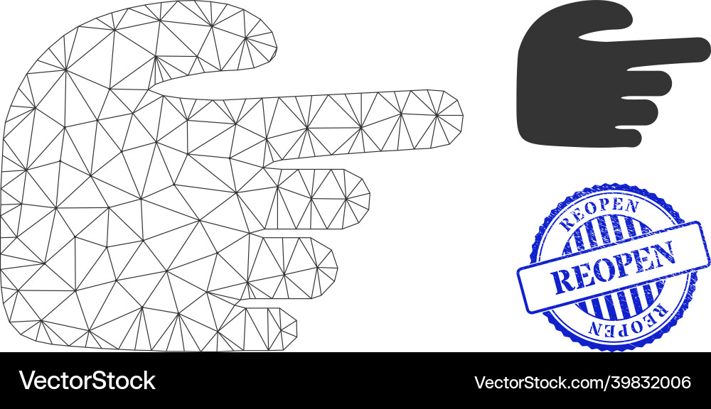 Reopen distress seal and web network right index Reopen distress seal and web network right index vector image