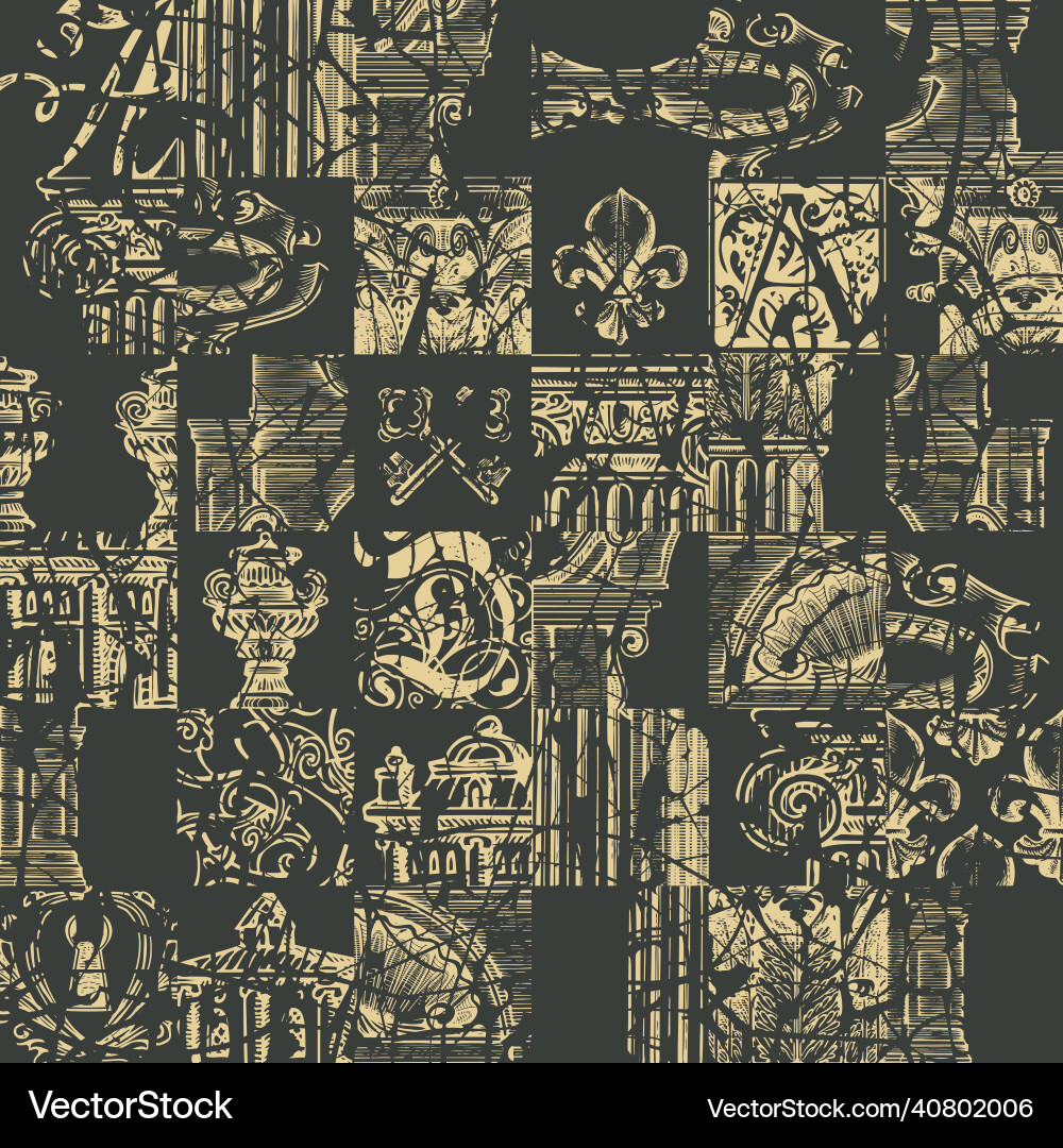 Seamless pattern on the theme of old architecture Seamless pattern on the theme of old architecture vector image
