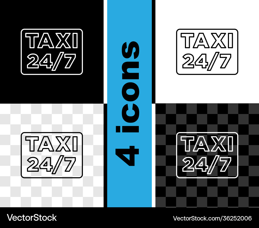 Set line map pointer with taxi icon isolated Set line map pointer with taxi icon isolated vector image