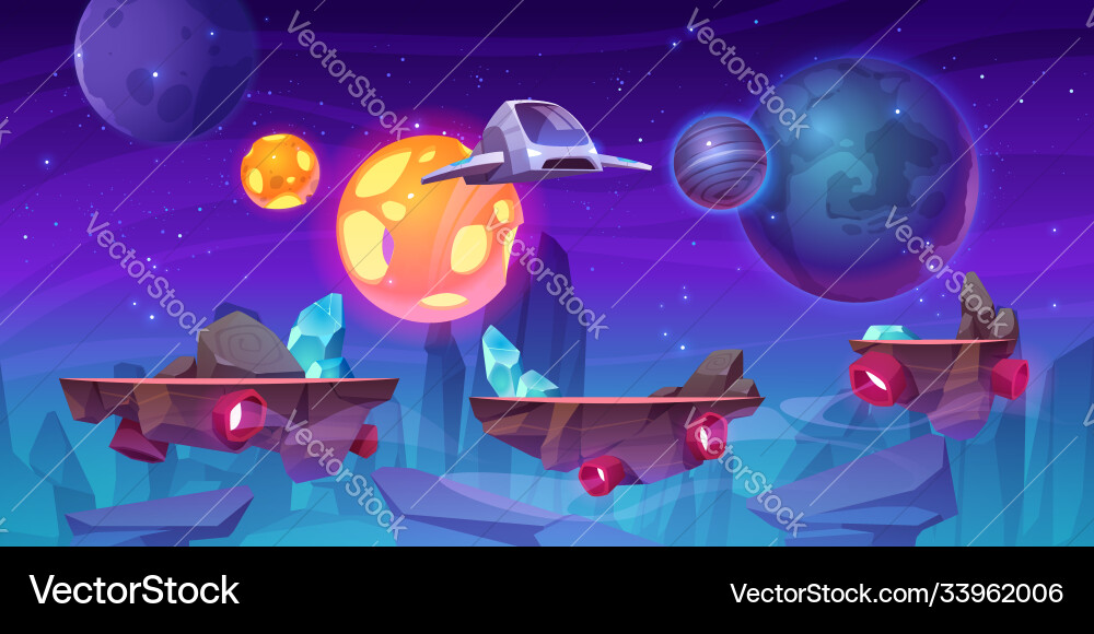 Space Game Level with Platforms vector image