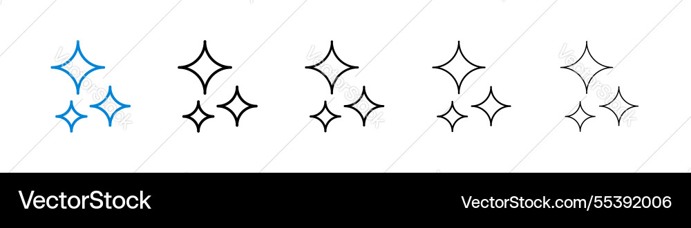 Sparkles icons in five different stroke sizes Sparkles icons in five different stroke sizes Vector Image