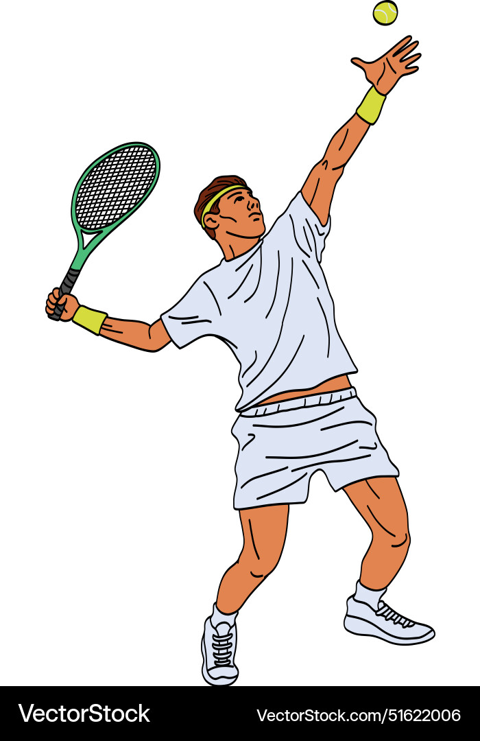 Tennis player serving ball drawing art Tennis player serving ball drawing art vector image