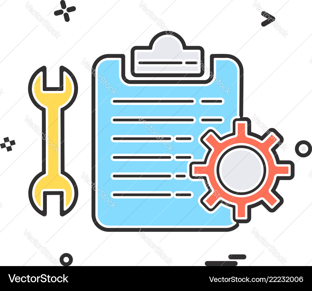 Wrench setting gear check list icon design Vector Image