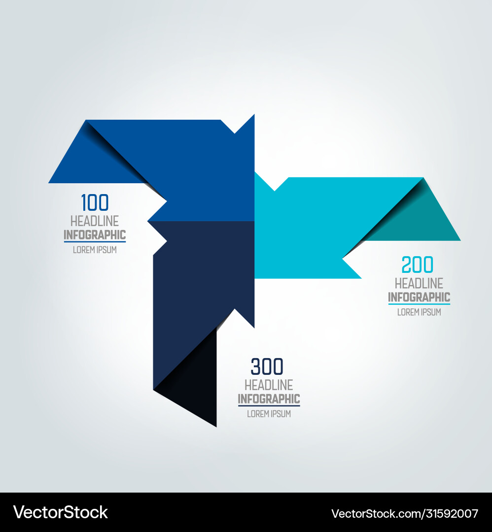 3 arrows connected midlde edge scheme vector image
