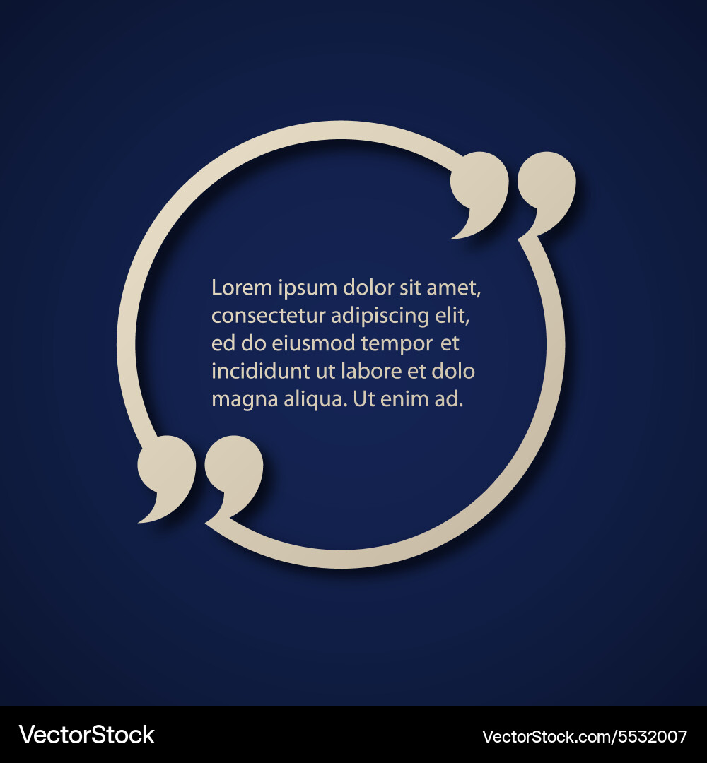 Blank paper quotation mark circle frame vector image