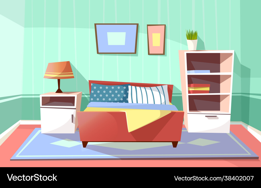 Cartoon Schlafzimmer Innenraum Hintergrund Cartoon Schlafzimmer Innenraum Hintergrund vektorbild