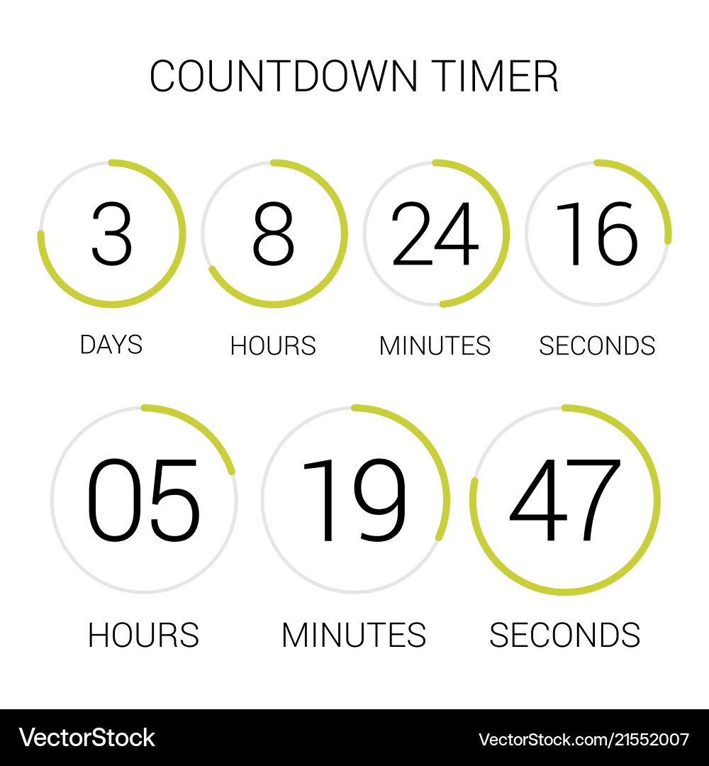 Circle countdown clock counter timer on white vector image