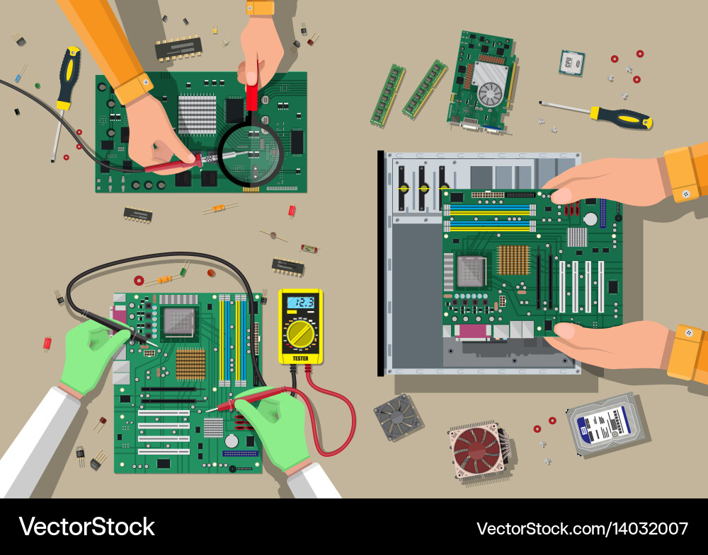 Computer Hardware Components vector image