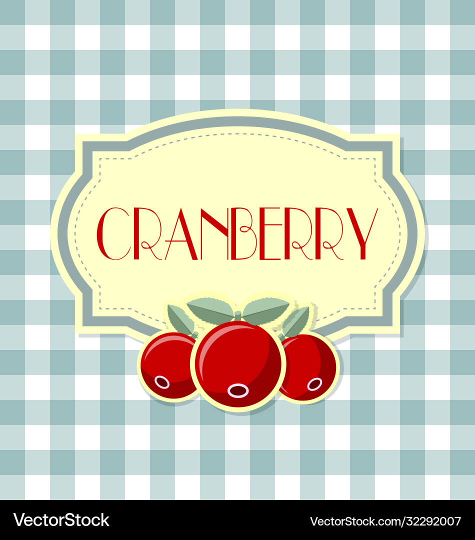 Cranberry label on squared background Cranberry label on squared background vector image