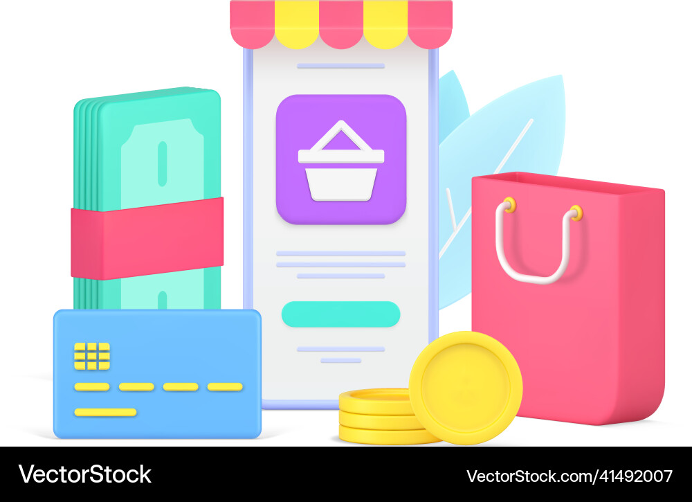Digital store application smartphone screen awning Vector Image