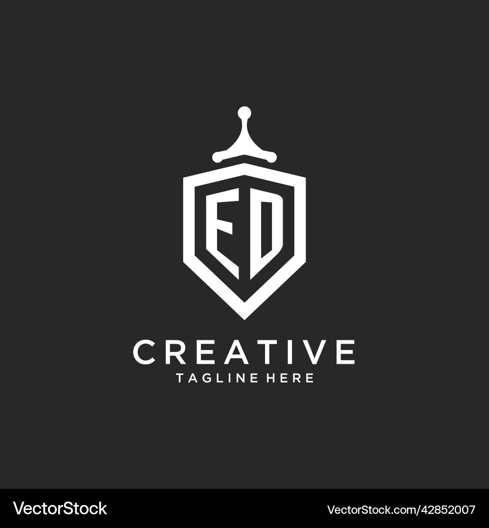 Ed monogram logo initial with shield guard shape Ed monogram logo initial with shield guard shape Vector Image