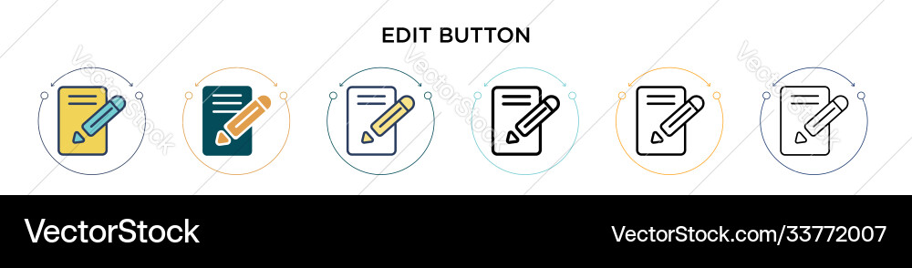 Edit button icon in filled thin line outline Vector Image